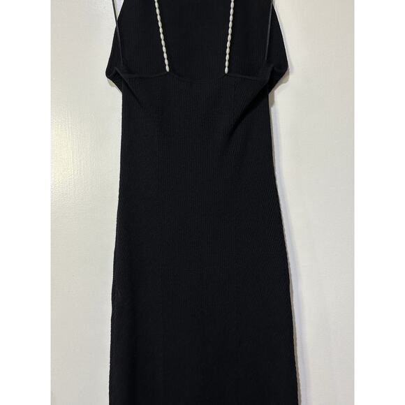 Favorite Daughter Imitation Pearl Strap Dress Black Size XL NWT Ribbed Knit - Picture 13 of 15